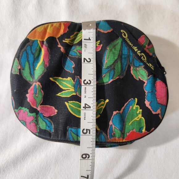 Vintage Oscar de la Renta Floral Print Zip Close Travel Toiletry Cosmetic Bag - Picture 11 of 12